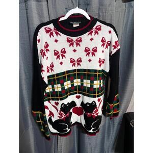 Vintage made in USA Christmas Sweater dogs/bows size medium
